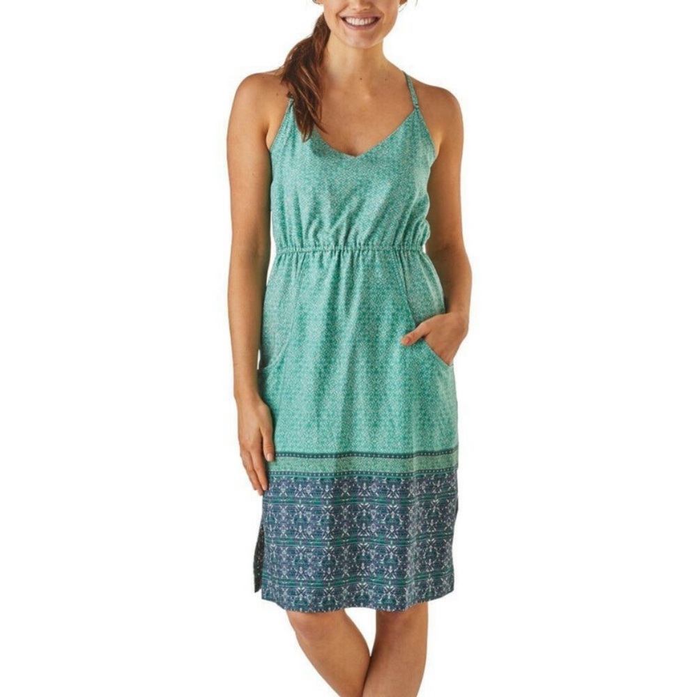 Patagonia lost wildflowers dress with Dogfish logo